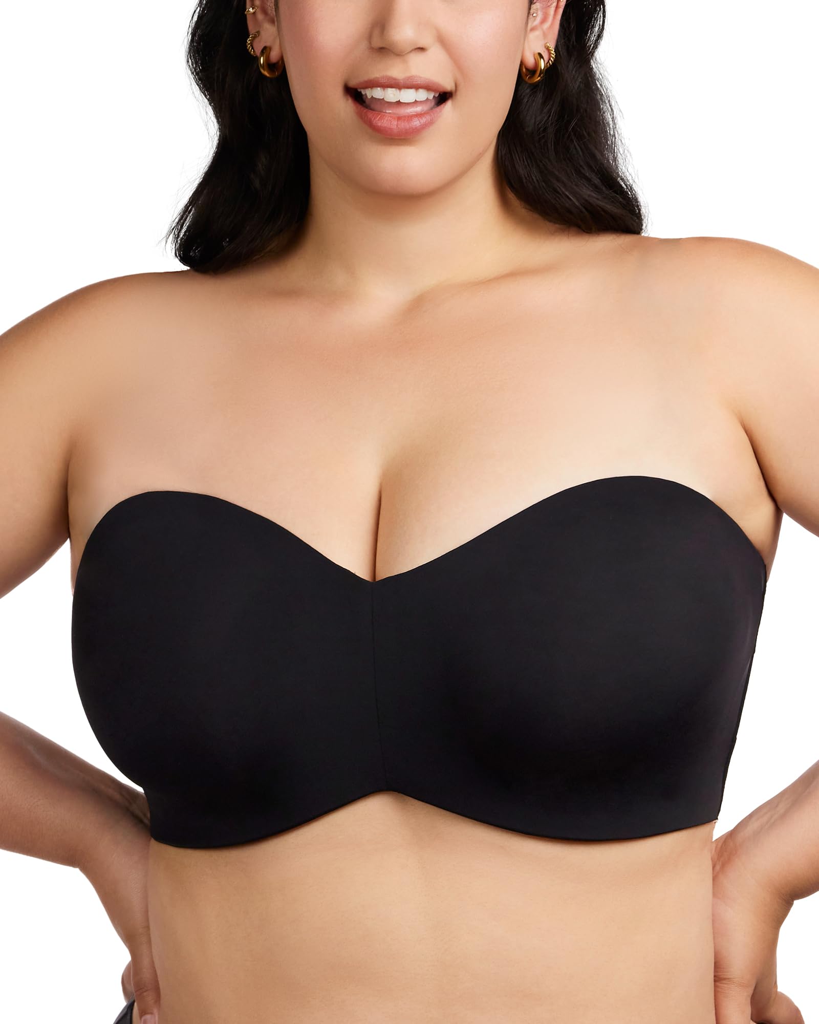 Sutiã Sem Alças Hsia Para Mulheres Plus Size Underwire Preto