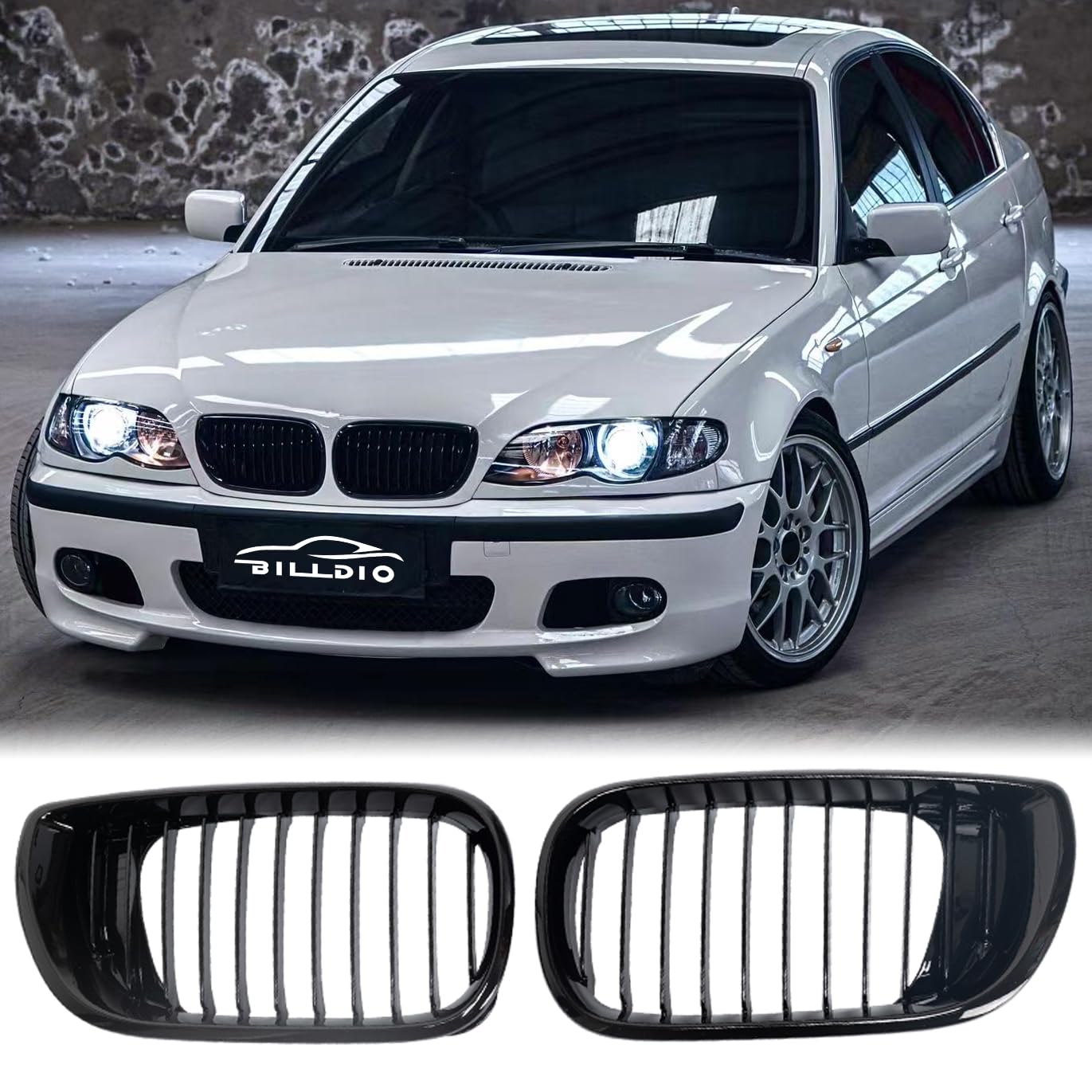 Grille Billdio E46 Black Kidney De Lâminas Simples 2002-2005 Bmw 3
