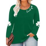 Camiseta Feminina Plus Size Para O Dia De São Patrício Lucky Shamrock Tees