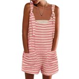 Macacão Yousify, Shorts Casuais Femininos De Verão, Listrados Rosa