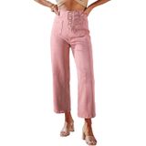 Jeans Sidefeel Zimbaplatinum, Perna Larga, Cintura Alta Para Mulheres