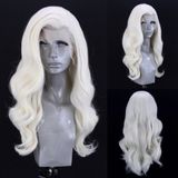 Peruca Frontal De Renda Sintética Wxhwcx White Blonde #60 60 Cm De Comprimento