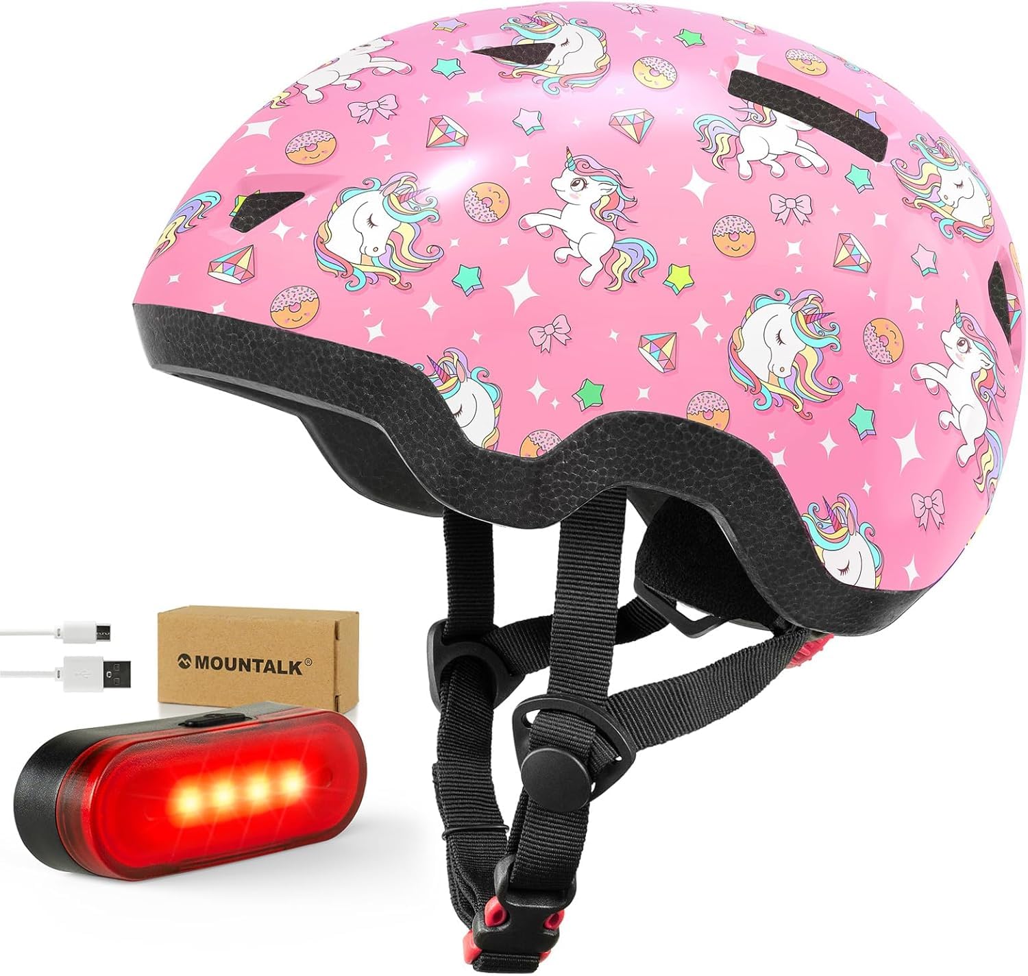 Capacete De Bicicleta Mountalk Toddler Com Luz Ajustável De 1-3/2-4 Anos
