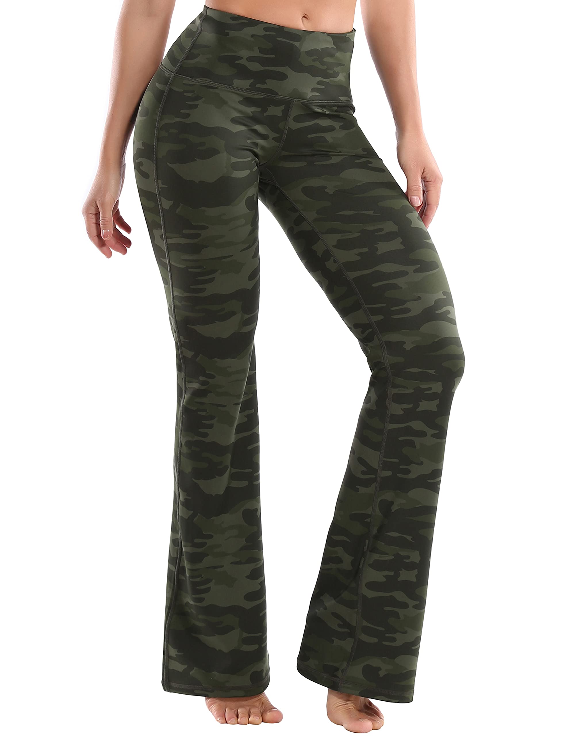 Calças De Ioga Bubblelime, Cintura Alta, Bota, Poliéster, Verde, Camo