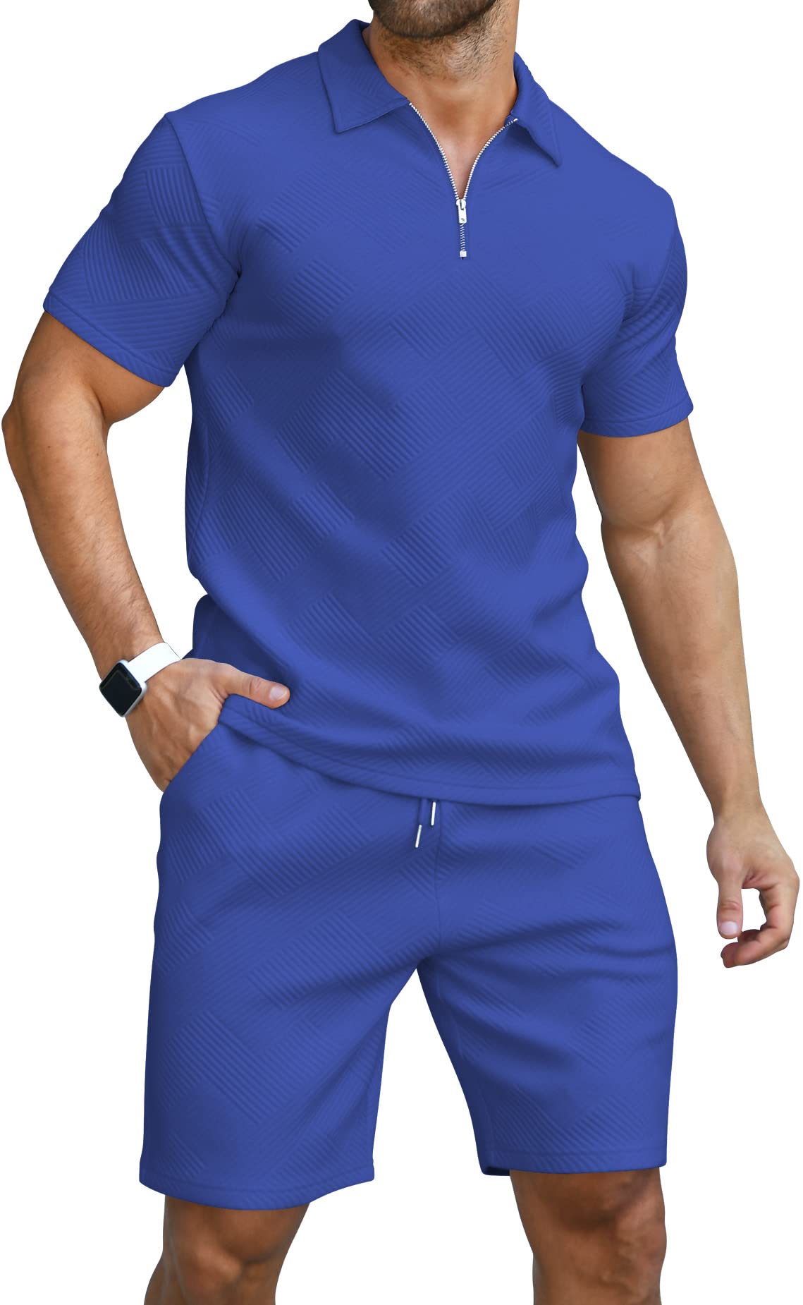 Conjunto De Roupas: Camisa Polo E Shorts Masculinos Kuyigo Royal Blue Xxl