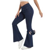 Jeans Toniry Bell Bottom Para Mulheres De Cintura Alta Azul Escuro