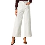 Jeans Cortados De Pernas Largas Allimy Femininos Brancos, Tamanho 10