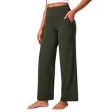 Calças De Ioga Crz Yoga Butterlift De Cintura Alta, Perna Larga, Verde Oliva
