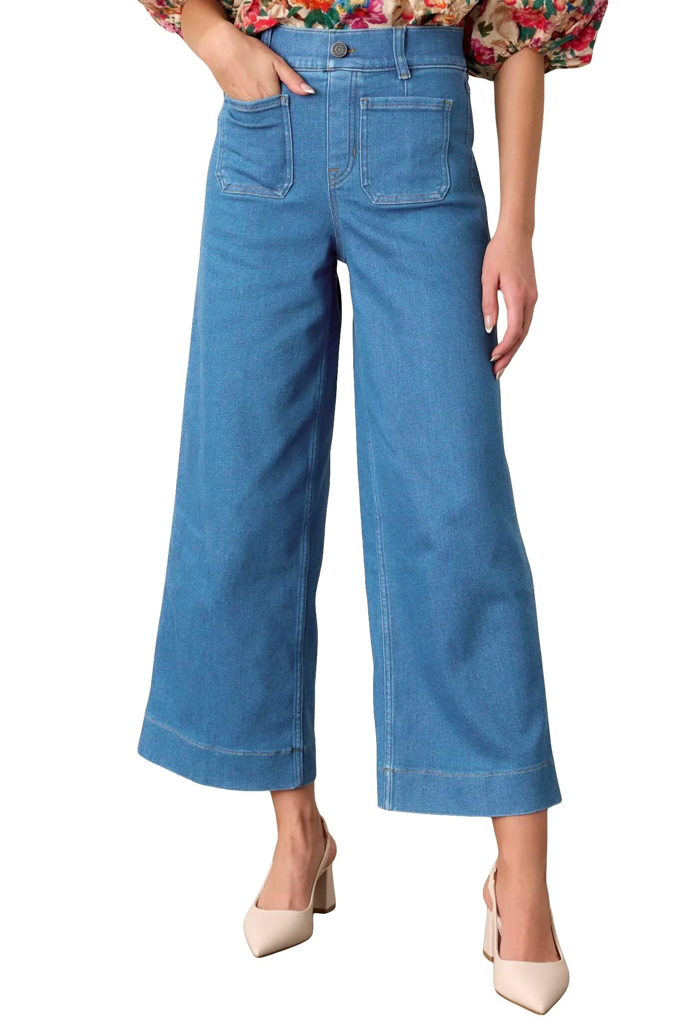 Jeans Allimy, Casuais Femininos, De Cintura Alta, Cortados E Pernas Largas