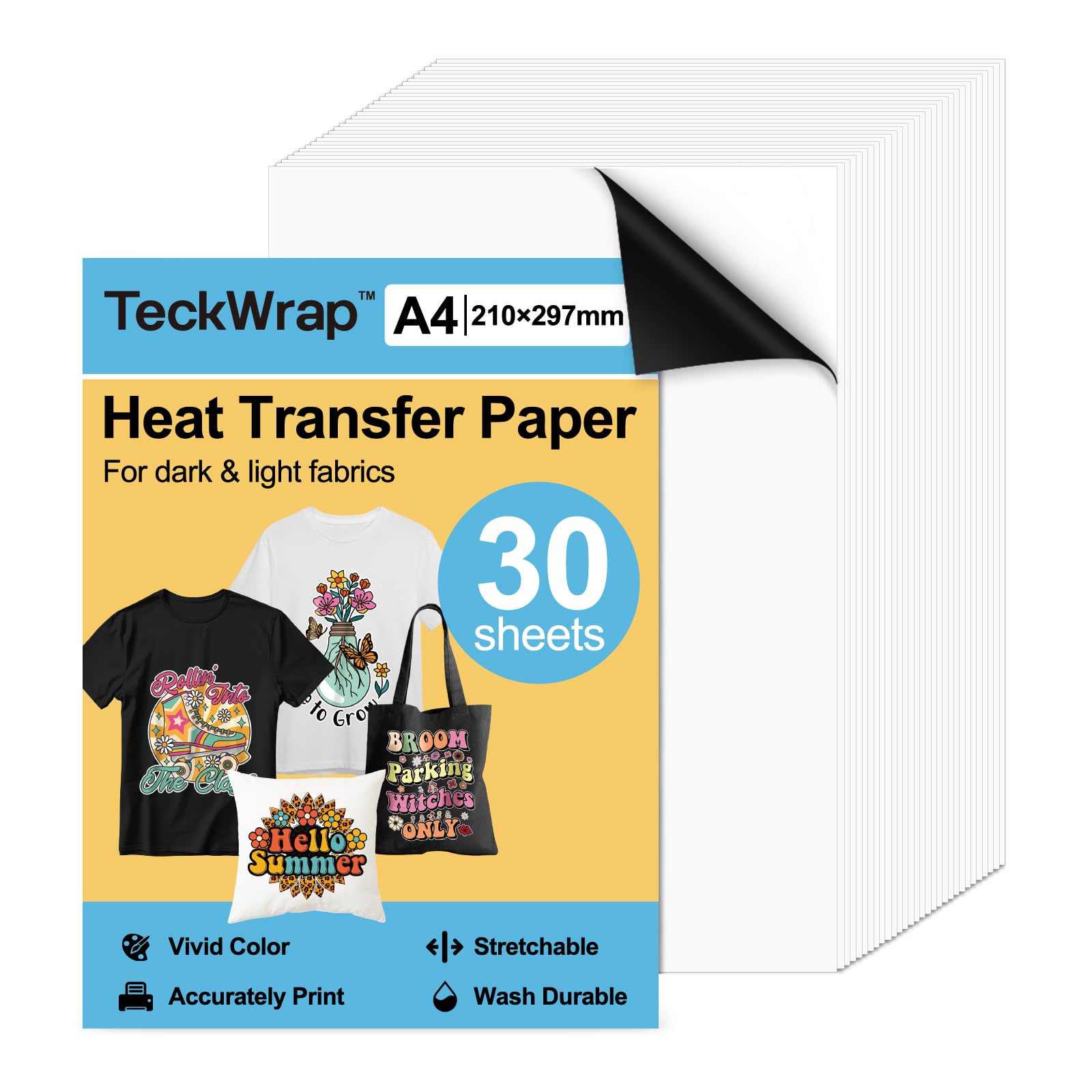 Camisetas Teckwrap De Papel De Transferência Térmica Imprimíveis, 30 Folhas