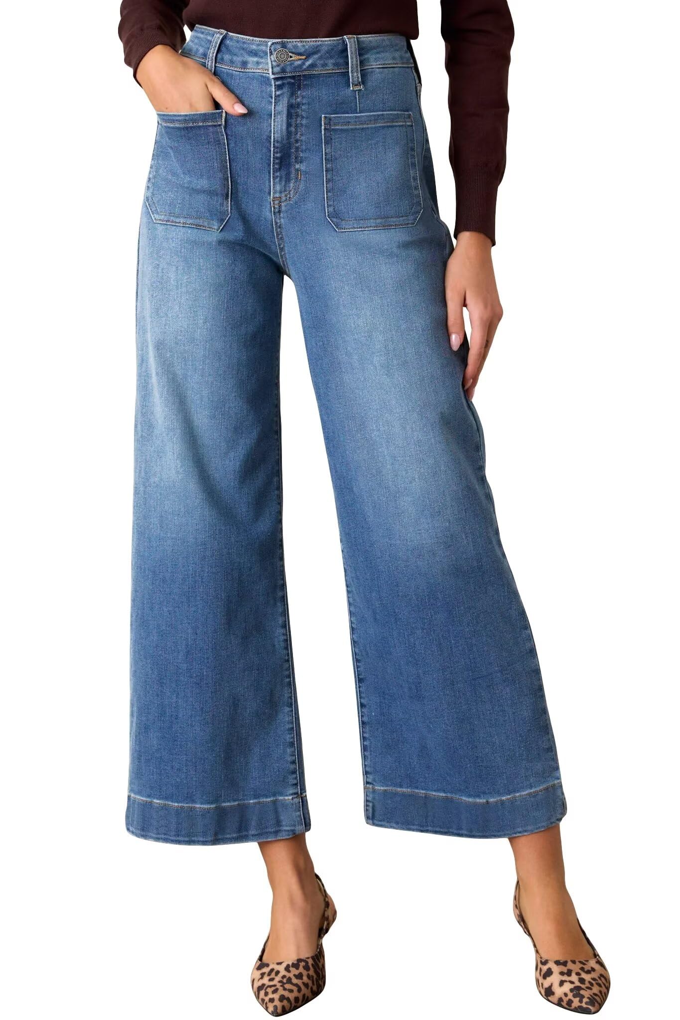 Jeans Cortados Allimy Women, Cintura Alta, Perna Larga, Azul, Tamanho 6