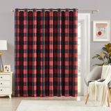 Cortinas Melodieux Buffalo Check Plaid 100x240cm Preto Vermelho