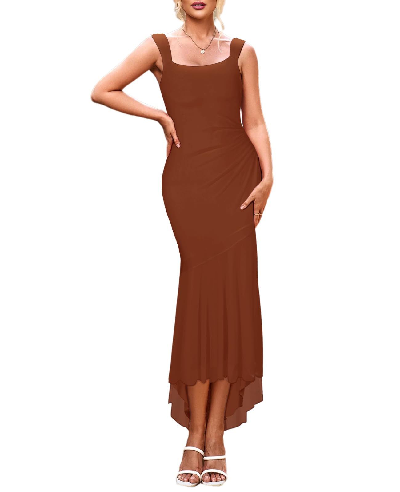 Maxi Feminino Sem Mangas Com Babados E Coquetel Dress Lady