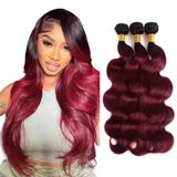 Pacotes De Cabelo Younghann Ombre Burgundy Body Wave 25-35cm
