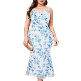 Vestido Zomva Plus Size, Malha Franzida, Sereia, Alça Espaguete