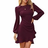 Vestido Byinns 2024, Suéter De Malha Bodycon Mini, Vinho Tinto, Feminino