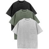 Camiseta Infantil Unissex De Manga Curta Cozypoin, Pacote Com 3 (preta+cinza+verde)