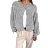 Cardigã Btfbm Feminino De Malha Grossa, Outono, Inverno, Cinza, Tamanho L