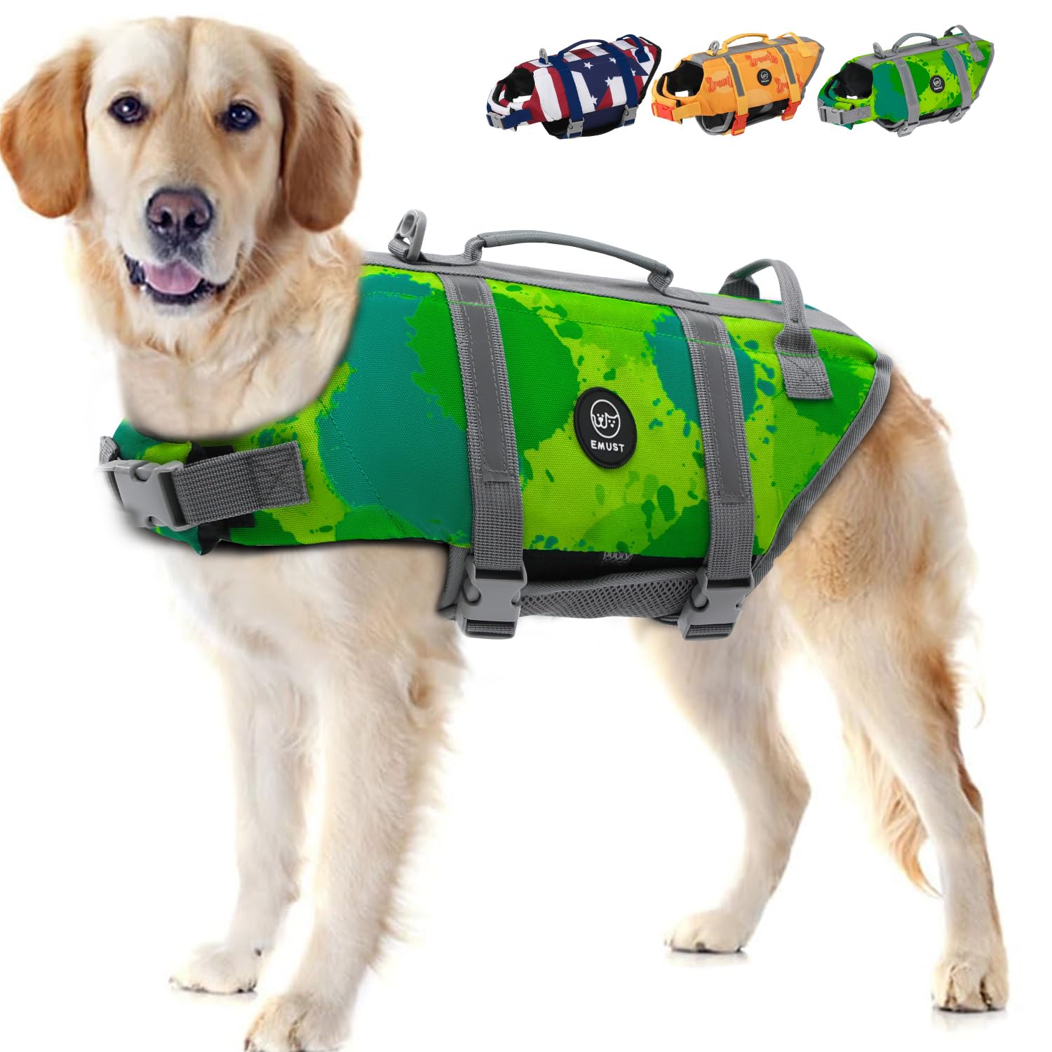 Colete Salva-vidas Para Cães Emust Dog Life Vests Swimming L Multigreen