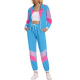 Roupa De Treino Feminina Zdt Dos Anos 80 E 90 Color Block Blue Xxl