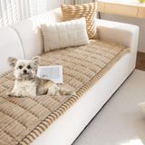 Capa De Sofá Para Cães Xslive Faux Fur Plush 3d Stripe Coffee 90x210 Cm