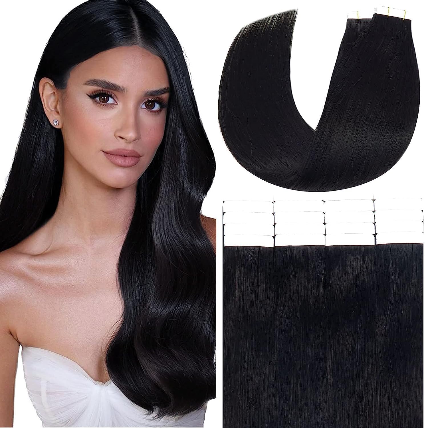 Fita Adesiva Em Extensões De Cabelo Anrosa Real Human Hair 50g 20cm