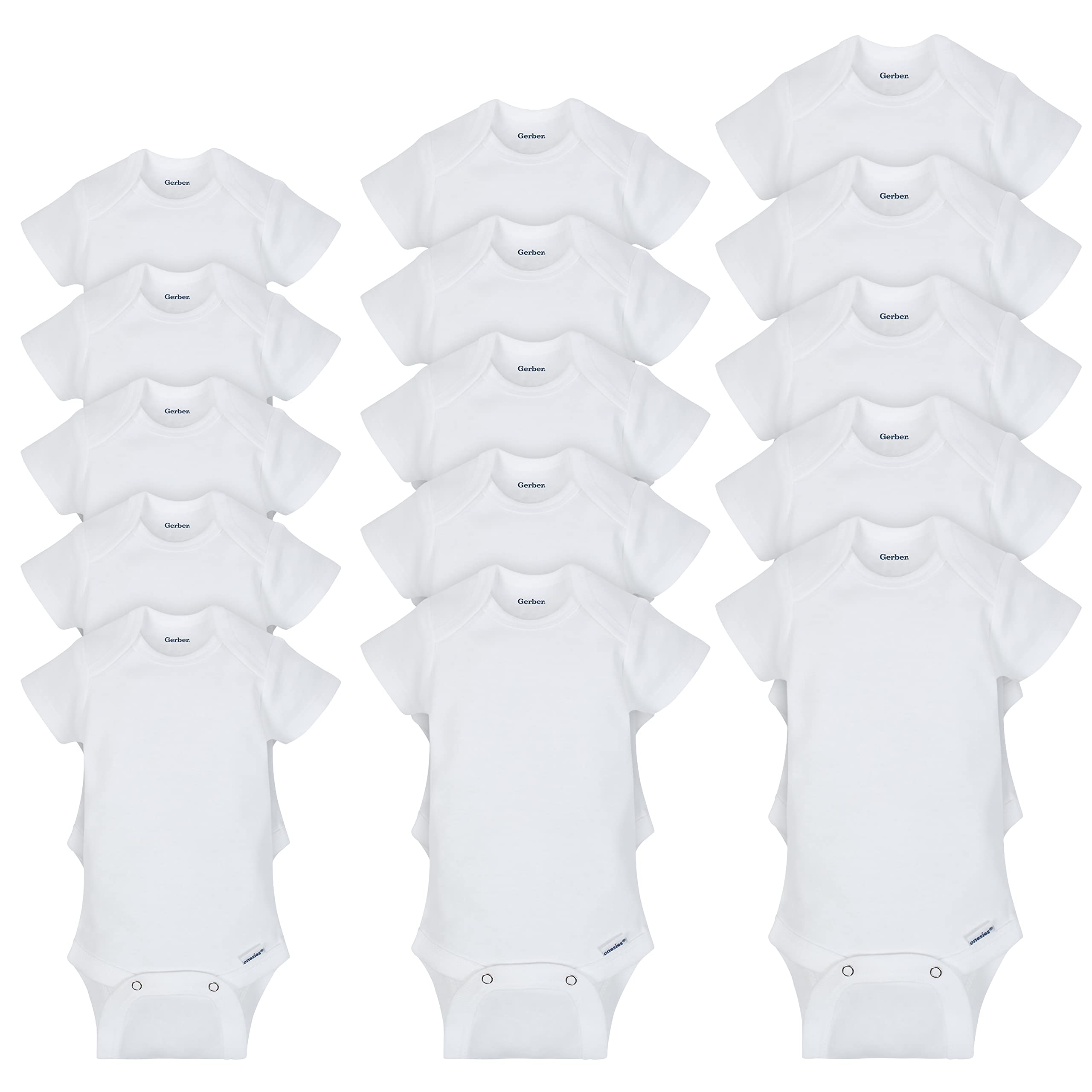 Macacão Gerber Baby, Pacote Multitamanho, 15 Peças, Branco