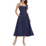 Vestido Feminino Agymnx, Espartilho, Coxa, Alça Espaguete, Azul Marinho