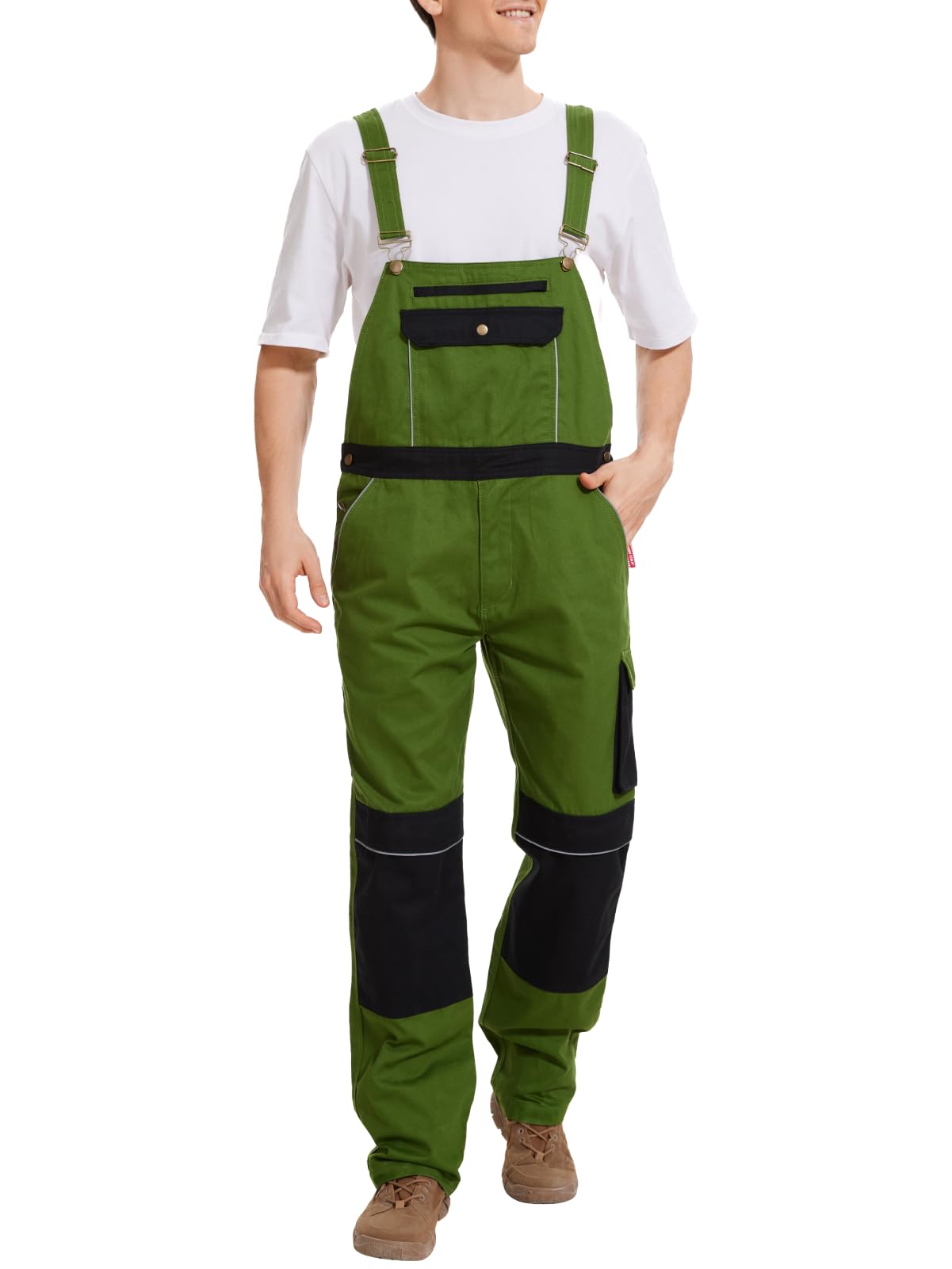 Macacão Bib Work Idea Masculino De Algodão Com Bolsos Para Joelheiras