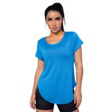 Camiseta Fitness Feminina Para Academia Gola Redonda Microfuros Ideal Para Esportes Donna Martins