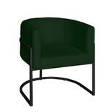 Poltrona Base Industrial Preto Sala De Estar Lety Veludo Verde S05 - D&#39;rossi