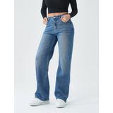 Jeans Mars Power Straight Leg Para Mulheres De Cintura Alta, Azul Escuro