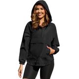 Casaco De Chuva Pesion Feminino Embalável Impermeável Preto Pequeno