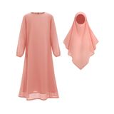 Vestido Muçulmano Idopip Abaya Com Hijab Para Meninas De 9 A 10 Anos Rosa