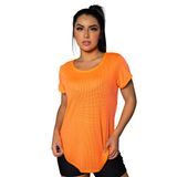 Camiseta Fitness Feminina Para Academia Gola Redonda Microfuros Ideal Para Esportes Donna Martins