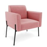 Poltrona Pé De Ferro Preto Para Sala Elisa Suede - D&#39;rossi Cor Rose