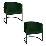 Poltrona Base Industrial Preto Kit 2 Lety Veludo S05 - D&#39;rossi Cor Verde