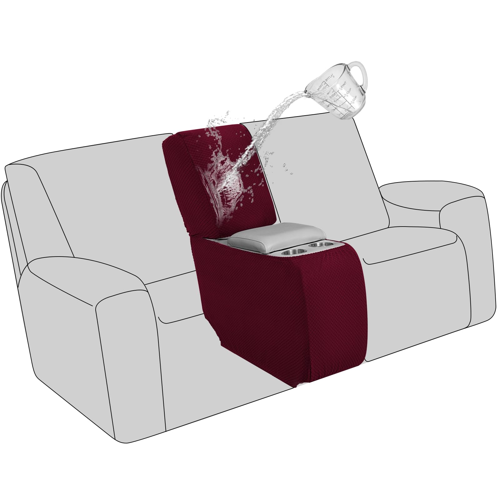 Capa De Console Reclinável Aliecom 100% Impermeável, Vinho Tinto