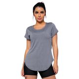 Camiseta Fitness Feminina Para Academia Gola Redonda Microfuros Ideal Para Esportes Donna Martins