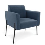 Poltrona Pé De Ferro Preto Para Sala Elisa Suede - D&#39;rossi Cor Azul Marinho