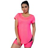 Camiseta Fitness Feminina Para Academia Gola Redonda Microfuros Ideal Para Esportes Donna Martins