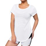 Camiseta Fitness Feminina Para Academia Gola Redonda Microfuros Ideal Para Esportes Donna Martins