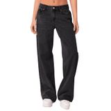 Jeans Nimin Baggy Straight Wide Leg Para Mulheres, Lavados Em Cinza