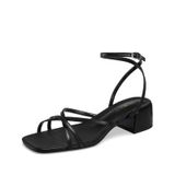 Sandálias De Salto Wetkiss Black Block Com Tiras De Salto Baixo Para Mulheres