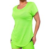 Camiseta Fitness Feminina Para Academia Gola Redonda Microfuros Ideal Para Esportes Donna Martins