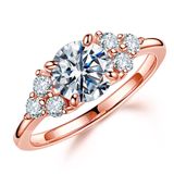 Anéis De Aniversário Moosea Moissanite 1,2 Quilates, Cor D, Ouro Rosa 14 Quilates