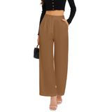Calças Femininas Funyyzo, Pernas Largas, Cintura Alta, Trabalho Comercial
