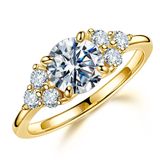 Anéis De Aniversário Moosea 7 Stone Moissanite 1,2 Quilates Em Ouro 14 Quilates