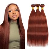 Pacotes De Cabelo Huxowax Color #33 Marrom Avermelhado Reto 60cm