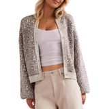 Cardigã D-sun Feminino Casual Com Estampa De Leopardo Com Botões